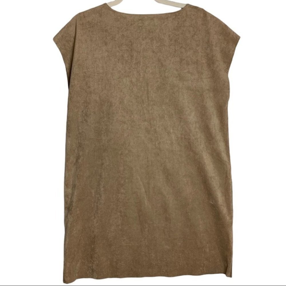 45. Wilfred Free Nori vegan Faux Suede Mini Dress Camel Size Medium  Aritzia - Picture 8 of 10